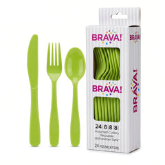 Brava! Kiwi Green Plastic Cutlery Set - 24 Count