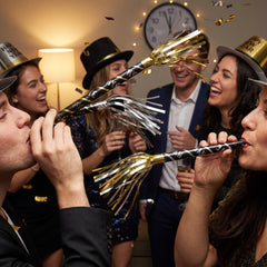 Metallic Fringed New Year's Blowouts, 8-Pack