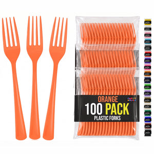 Heavy Duty Orange Plastic Forks | 7.5 in. | 100 Count
