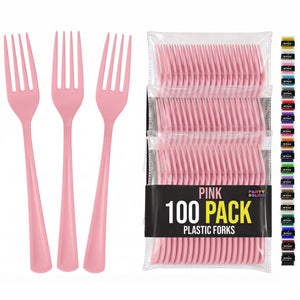 Heavy Duty Pink Plastic Forks | 7.5 in. | 100 Count