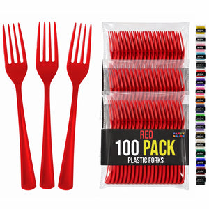 Heavy Duty Red Plastic Forks | 7.5 in. | 100 Count