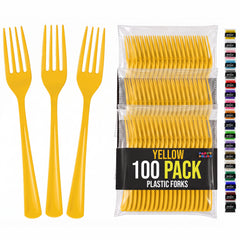 Heavy Duty Yellow Plastic Forks | 7.5 in. | 100 Count