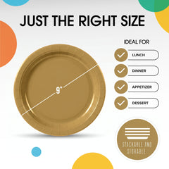 9 in. Gold Paper Plates | 100 Count