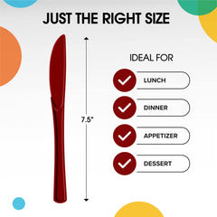 Heavy Duty Burgundy Plastic Knives | Case of 1200