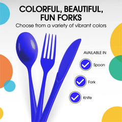 Unleashed - Heavy Duty Dark Blue Plastic Forks | 50 Count