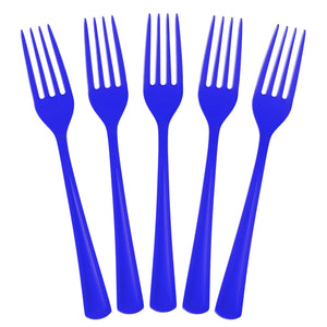 Heavy Duty Dark Blue Plastic Forks - 7.5 in. | 100 Count