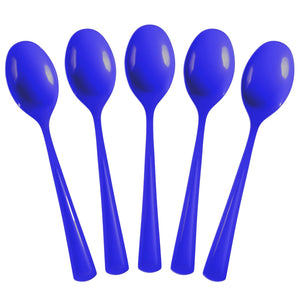 Heavy Duty Dark Blue Plastic Spoons - 7 in. | 100 Count