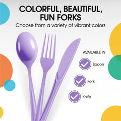 Heavy Duty Lavender Plastic Forks | Case of 1200