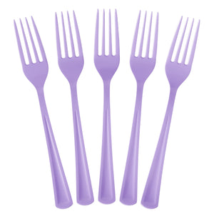 Heavy Duty Lavender Plastic Forks - 7.5 in. | 100 Count
