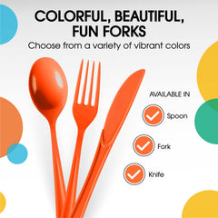 Heavy Duty Orange Plastic Forks | Case of 1200