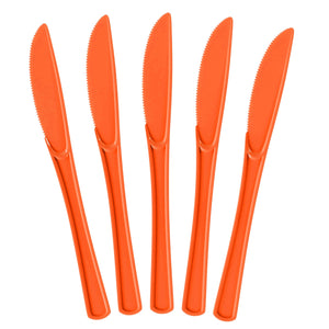 Heavy Duty Orange Plastic Knives - 7.75 in. | 100 Count