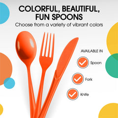 Heavy Duty Orange Plastic Spoons | Case of 1200