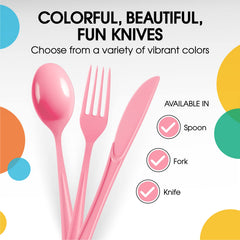 Heavy Duty Pink Plastic Knives | 100 Count