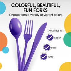 Heavy Duty Purple Plastic Forks | Case of 1200