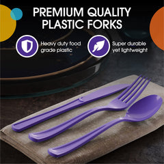 Heavy Duty Purple Plastic Forks | 50 Count