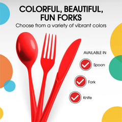 Heavy Duty Red Plastic Forks | Case of 1200