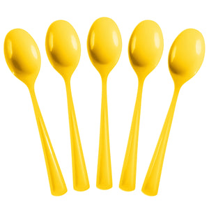 Heavy Duty Yellow Plastic Spoons - 7 in. | 100 Count