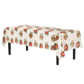 Holiday Printed Plastic Table Covers | 12 Pack
