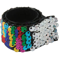Rainbow Sequin Slap Bracelet/24 Per Disp - 24 Count
