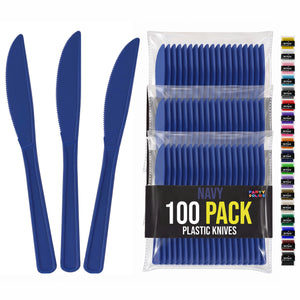 Heavy Duty Navy Plastic Knives | 7.75 in. | 100 Count