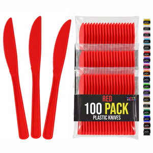 Heavy Duty Red Plastic Knives | 7.75 in. | 100 Count