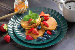 10.5 In. Scalloped Paper Plates - Black Aqua | 10 Count