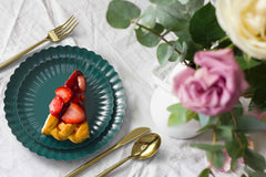 10.5 In. Scalloped Paper Plates - Black Aqua | 10 Count