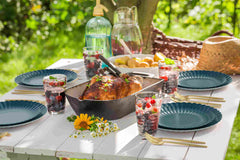 10.5 In. Scalloped Paper Plates - Black Aqua | 10 Count