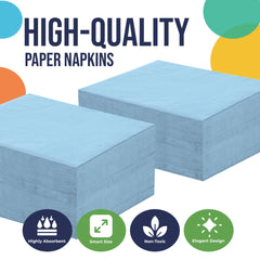Light Blue Beverage Napkins | 100 Count