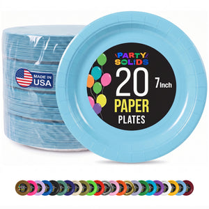 7 In. Light Blue Paper Plates - 20 Ct.