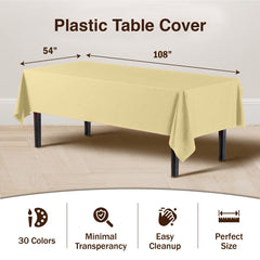 Light Yellow Plastic Table Cover | Case of 48 - 54 In. x 108 In.