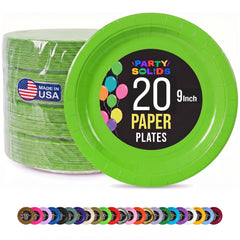 9 In. Lime Green Paper Plates - 20 Ct.