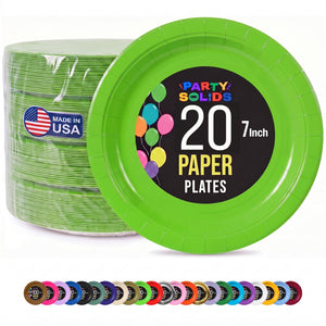 7 In. Lime Green Paper Plates - 20 Ct.