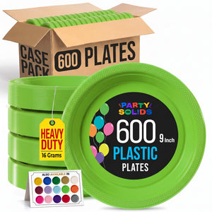 9 in. Lime Green Plastic Plates | Case of 600