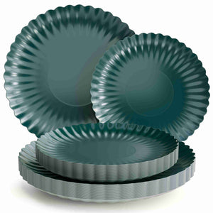 Scalloped Paper Plate Combo 20/20 | Black Aqua