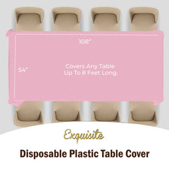 Pink Plastic Table Covers | 6 Pack - 54 In. x 108 In.