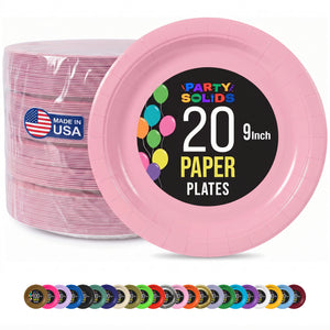 9 In. Pink Paper Plates - 20 Ct.