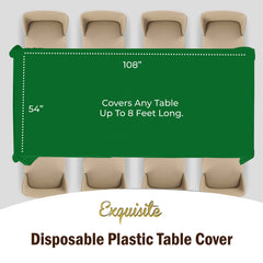 Premium Emerald Green Plastic Table Covers | 6 Pack - 54 In. x 108 In.