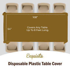 Premium Gold Plastic Table Covers | 6 Pack - 54 In. x 108 In.
