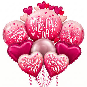 Pearl Shine Valentine's Foil Balloon Bouquet | 8 Count