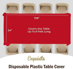 Premium Red Plastic Table Covers | 12 Pack - 54 In. x 108 In.