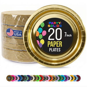 7 In. Reflective Gold Paper Plates - 20 Ct.