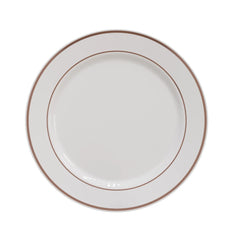 10.25 In. White/Rose Gold Line Design Plates | 10 Count