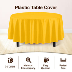 Round Yellow Plastic Table Cover - 84 in. | Case of 48