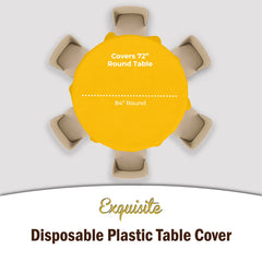 Round Yellow Plastic Table Cover - 84 in. | Case of 48