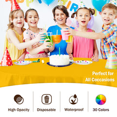 Round Yellow Plastic Table Cover - 84 in. | Case of 48