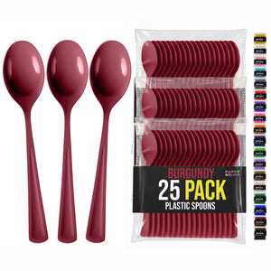 Burgundy Plastic Spoons | 25 Count