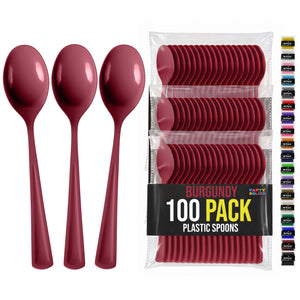 Heavy Duty Burgundy Plastic Spoons | 7 in. | 100 Count