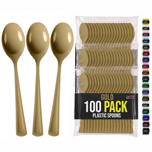 Heavy Duty Gold Plastic Spoons | 7 in. | 100 Count