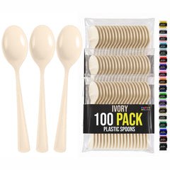 Heavy Duty Ivory Plastic Spoons | 7 in. | 100 Count
